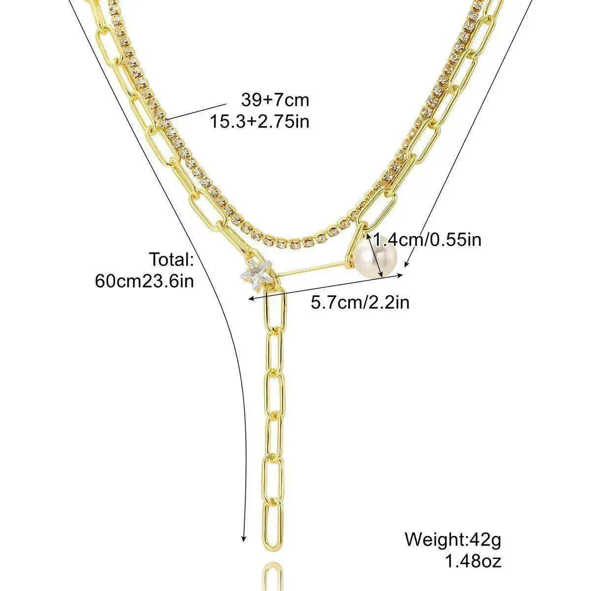 European And American Accessories Stitching Mixed Color Zircon Necklace - Velora