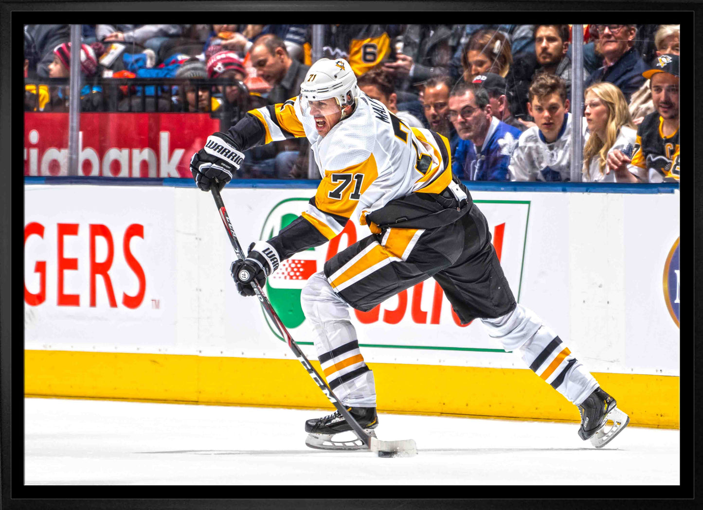 Evgeni Malkin Pittsburgh Penguins Framed 20x29 Passing Puck Canvas - Velora Luxury Fashion