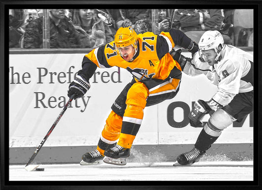 Evgeni Malkin Pittsburgh Penguins Framed 20x29 Skating with Puck Spotlight Canvas - Velora Luxury Fashion