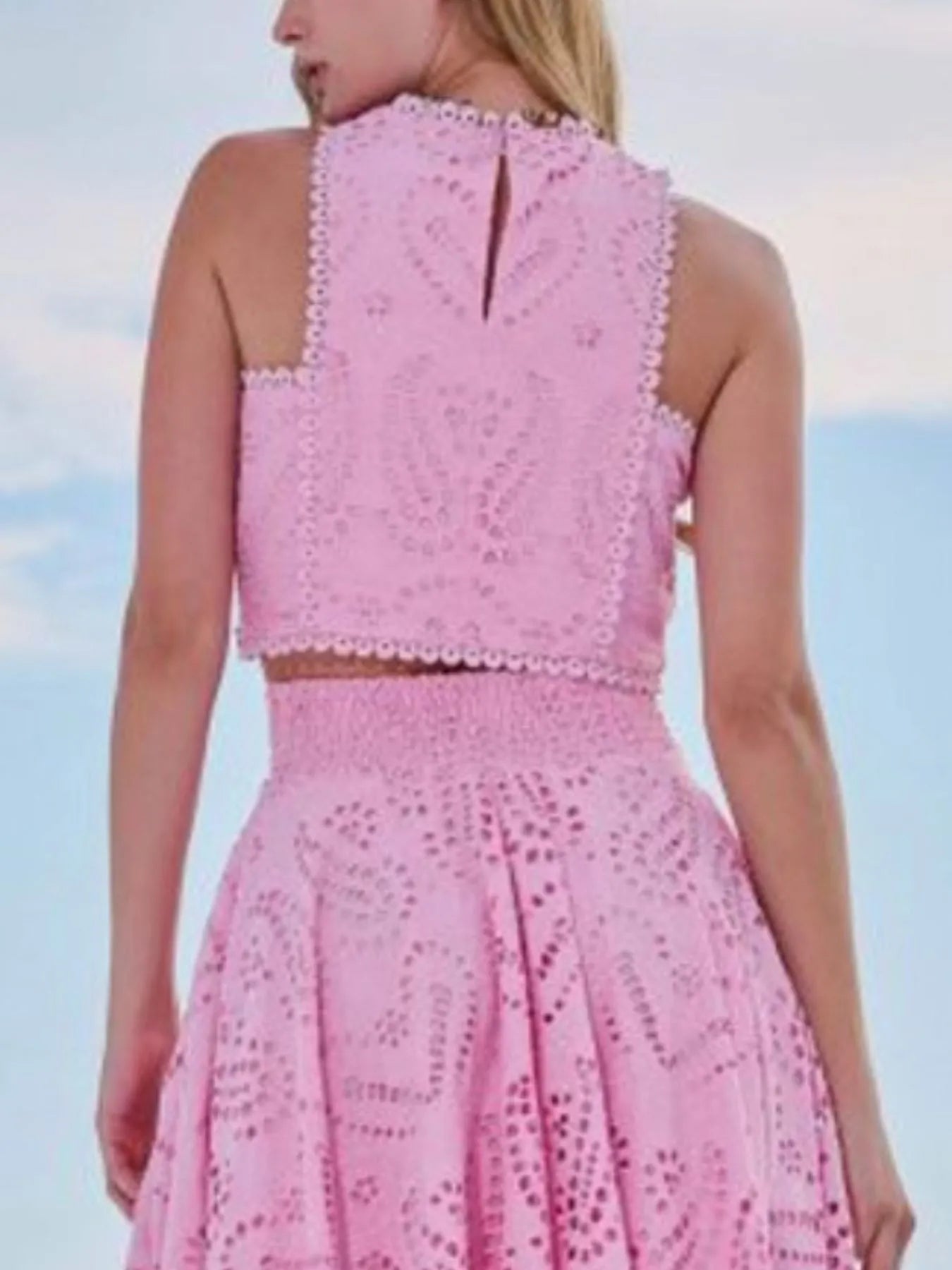 Eyelet Lace Top and Maxi Skirt Set - Velora Luxury Fashion