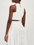 Eyelet Lace Top and Maxi Skirt Set - Velora Luxury Fashion