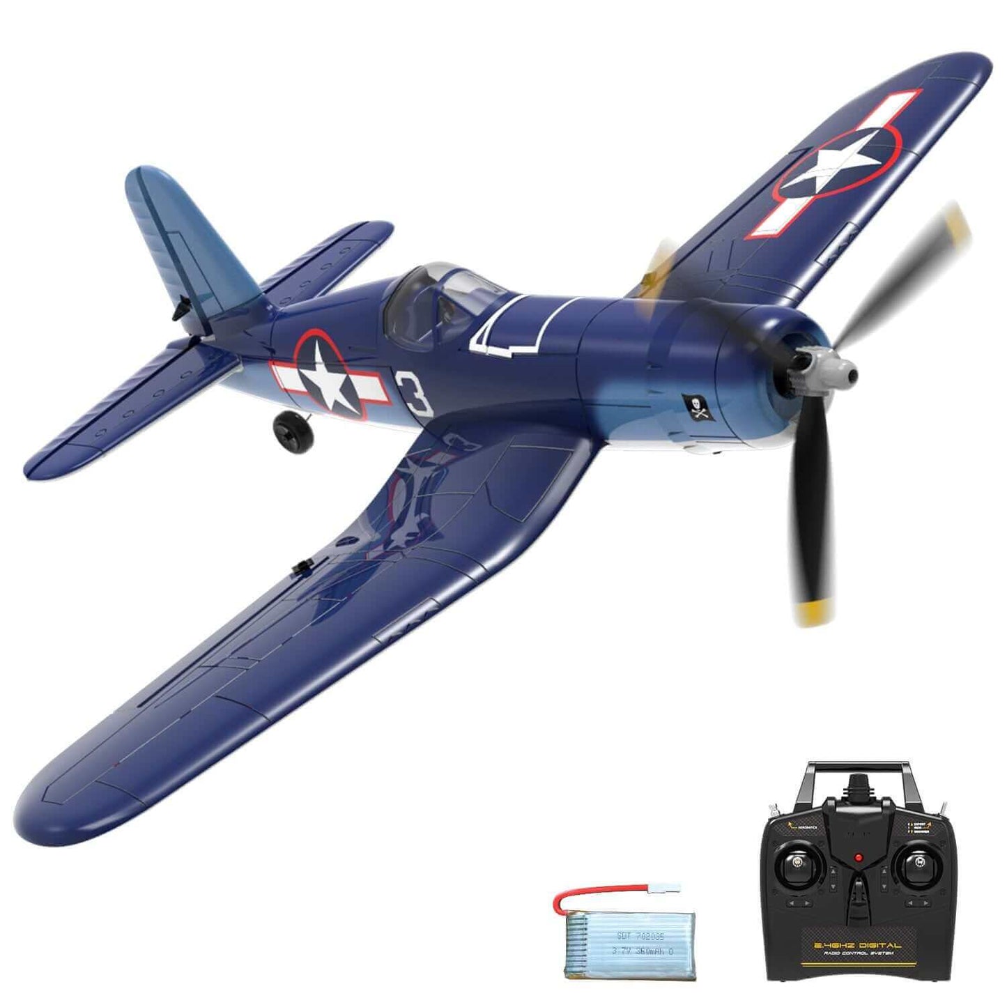 F4U Corsair Plane - 2.4GHz 4CH Warbird RC, 400mm Wingspan, One-Key Aerobatic - Velora Luxury Fashion