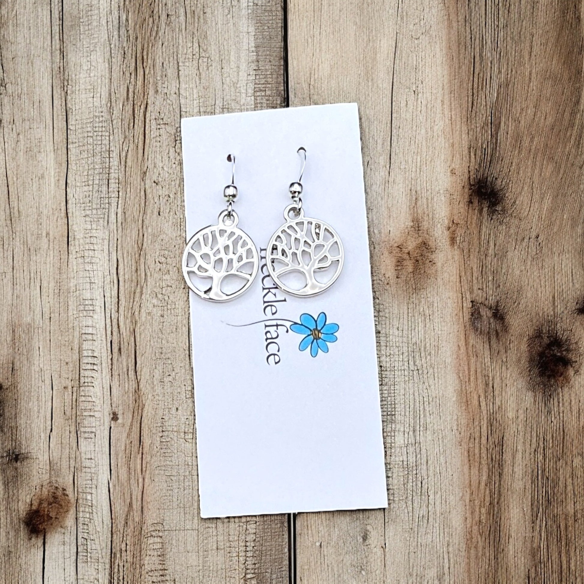 Tree Silhouette Dangle Earrings – Matte & Polished Silver Options - Velora