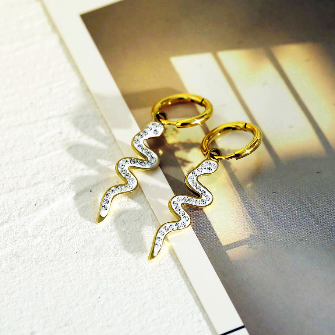 FANG: Zirconia Embedded Serpent Drop Earrings - Velora Luxury Fashion