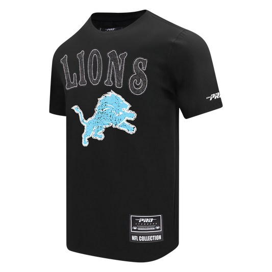 NFL DETROIT LIONS REBEL ATHLETICS STACKED LOGO MEN'S SJ TEE FDL1411039-BLK - Velora