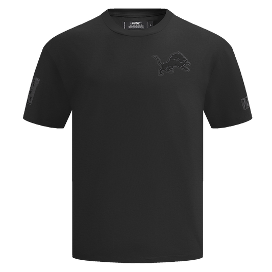 NFL DETROIT LIONS NEUTRAL MEN'S COTTON JERSEY DROP SHOULDER TEE FDL145314-BLK - Velora