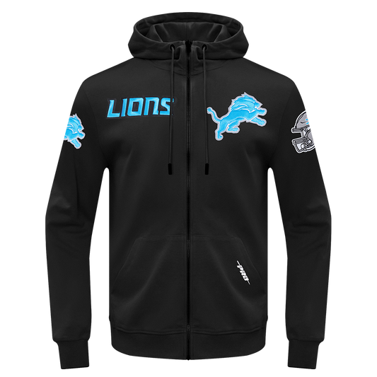 NFL DETROIT LIONS CLASSIC WIND SUIT MEN'S WOVEN FULL ZIP PULLOVER HOODIE FDL5410693-BLK - Velora