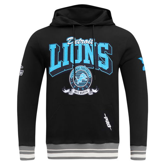 NFL DETROIT LIONS TEAM BADGE MEN'S RIB FLC PO HOODIE FDL5411045-BGY - Velora