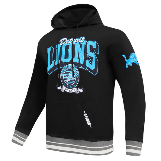 NFL DETROIT LIONS TEAM BADGE MEN'S RIB FLC PO HOODIE FDL5411045-BGY - Velora