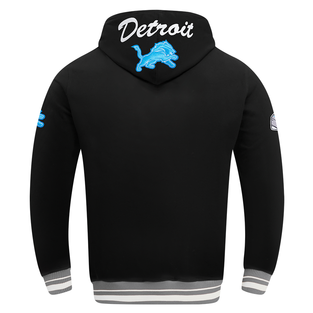 NFL DETROIT LIONS TEAM BADGE MEN'S RIB FLC PO HOODIE FDL5411045-BGY - Velora