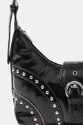 Fame Faux Leather Studded Trim Shoulder Bag - Velora Luxury Fashion