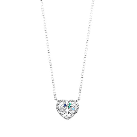 Family Tree Sterling Silver Pendant Necklace With Blue Gemstones - Velora Luxury Fashion