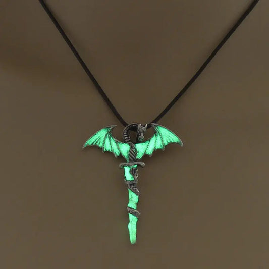 Fashion Trendy Men's Domineering Luminous Flame Dragon Necklace