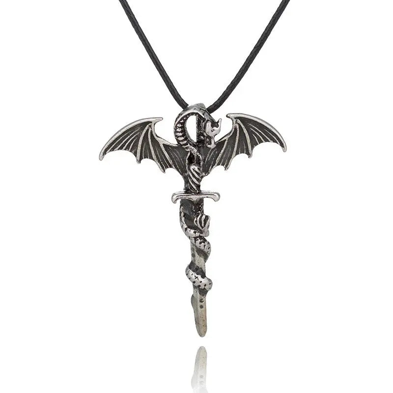 Fashion Trendy Men's Domineering Luminous Flame Dragon Necklace - Velora