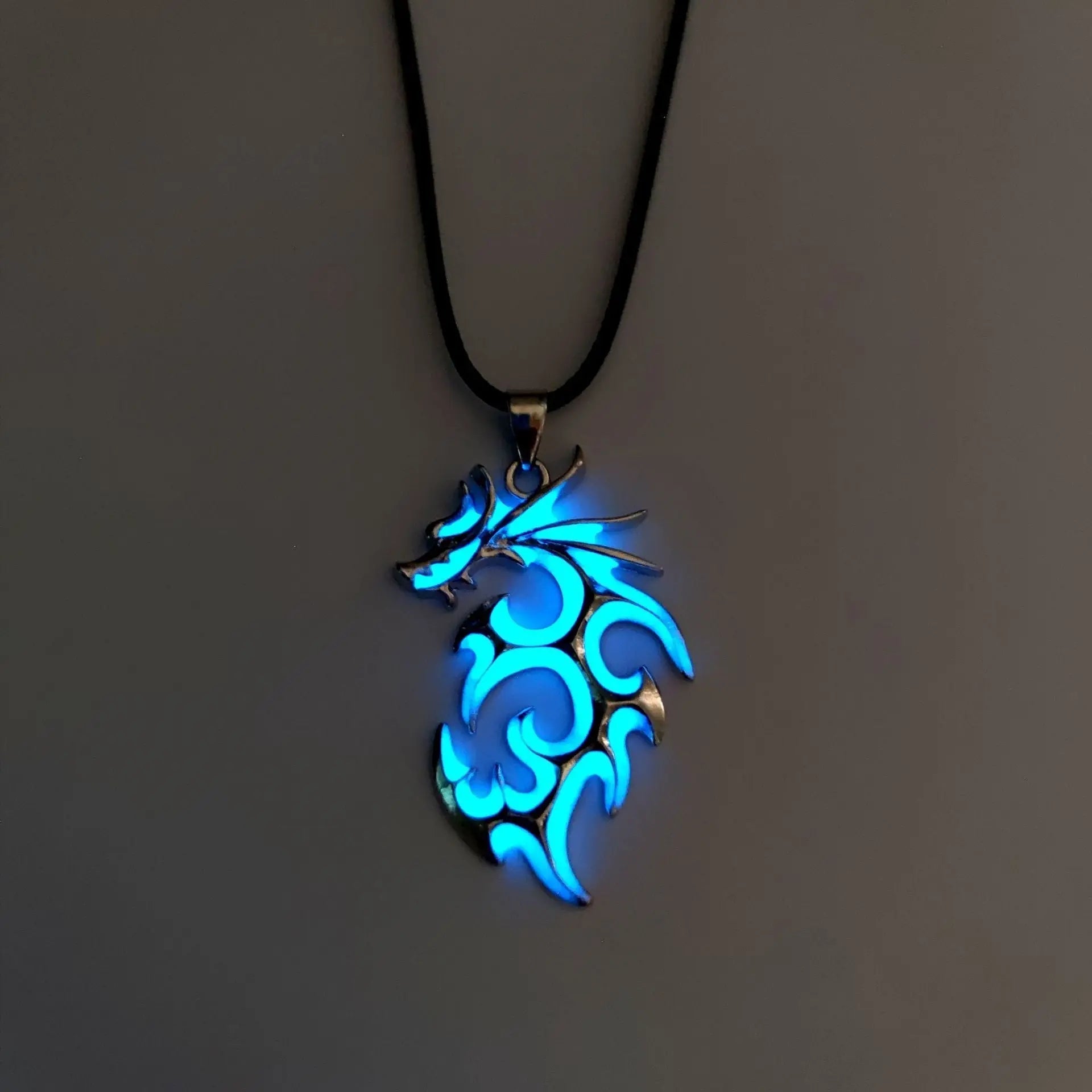 Fashion Trendy Men's Domineering Luminous Flame Dragon Necklace - Velora