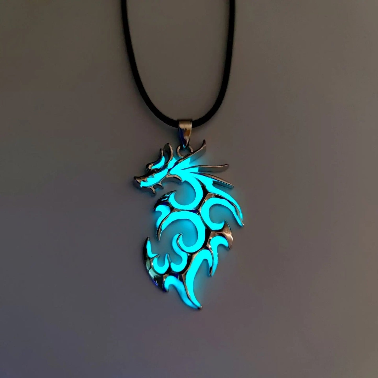 Fashion Trendy Men's Domineering Luminous Flame Dragon Necklace