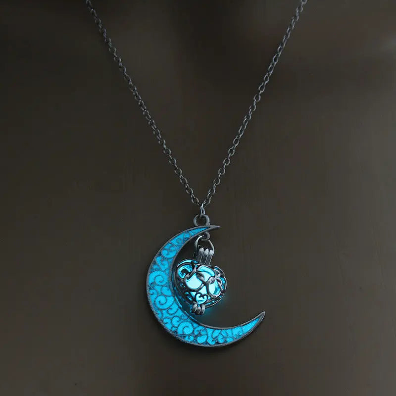 Fashion Trendy Men's Domineering Luminous Flame Dragon Necklace