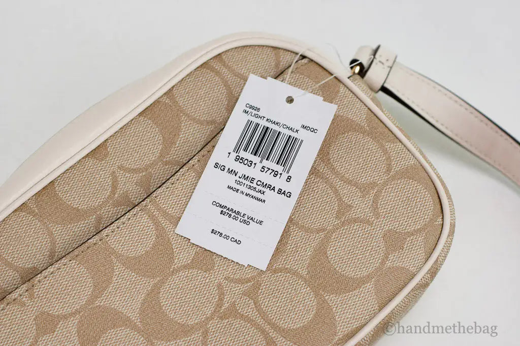 Coach Jamie Mini Coated Canvas Crossbody in Khaki/Chalk