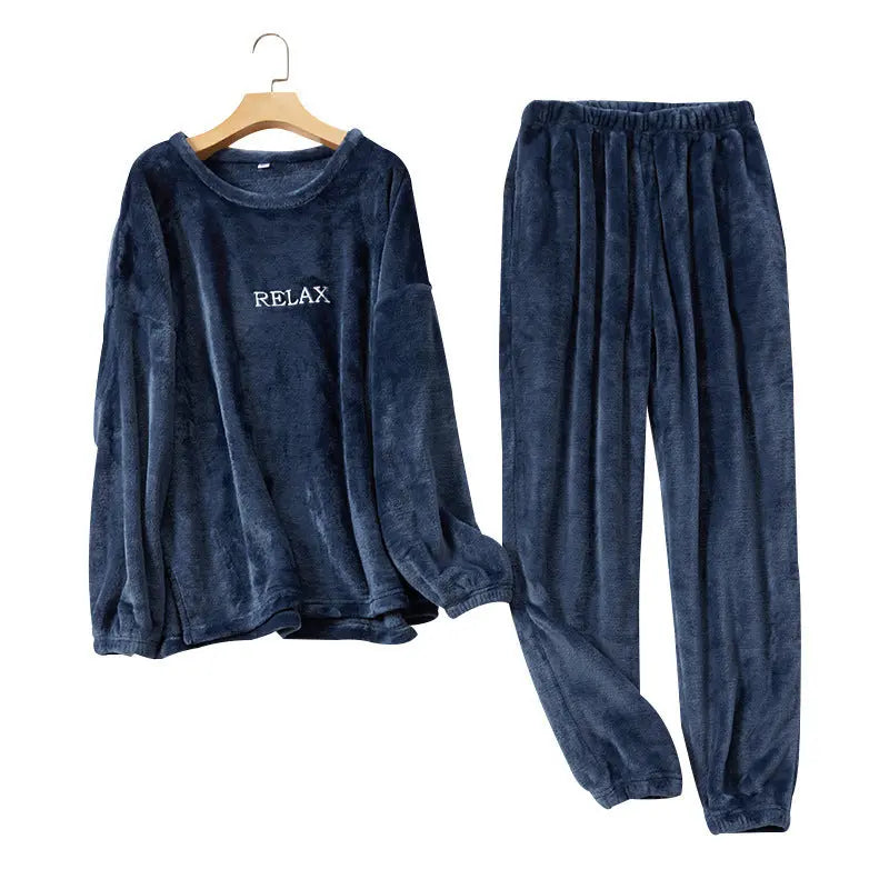 Flannel Pajamas Sets Winter Home Clothes For Women Men Sleepwear Couple - Velora