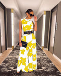 Flared Bottom One-Piece with Belt - Velora Luxury Fashion