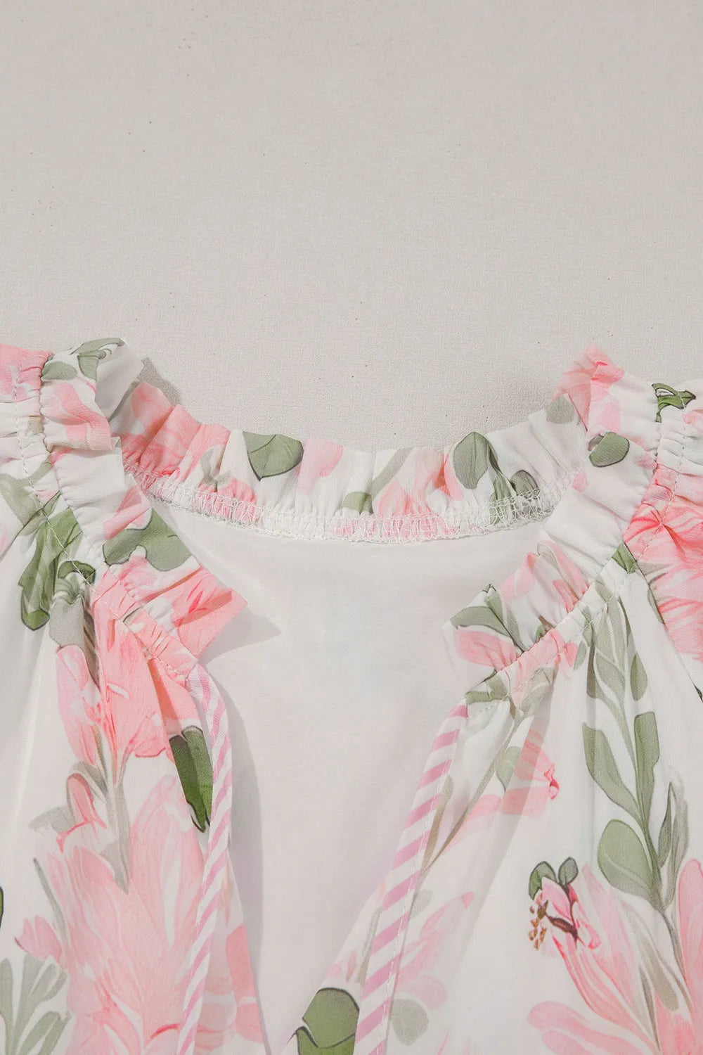 Floral Contrast Edge Layered Short Sleeve Mini Dress - Velora