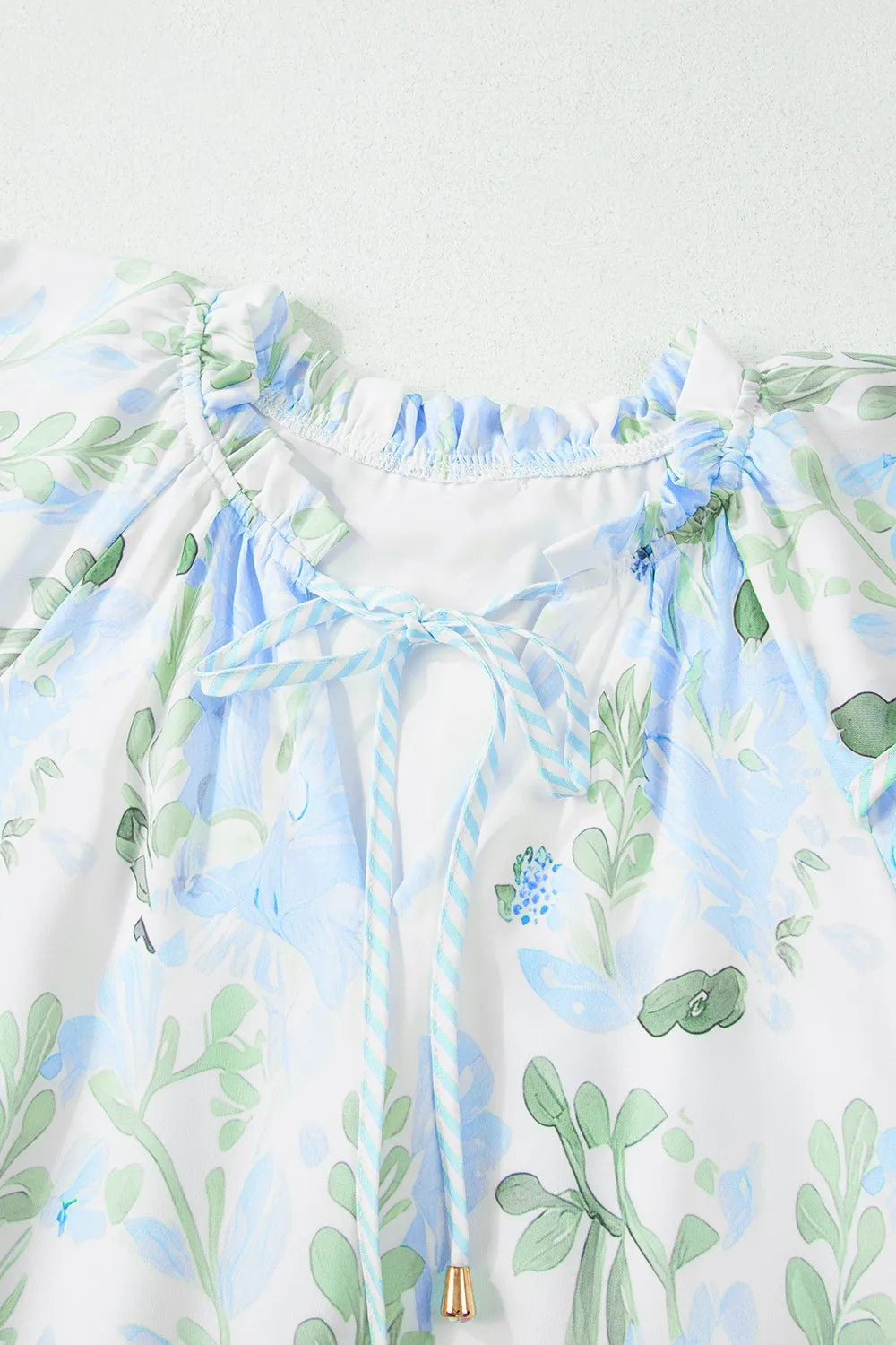 Floral Contrast Edge Layered Short Sleeve Mini Dress - Velora