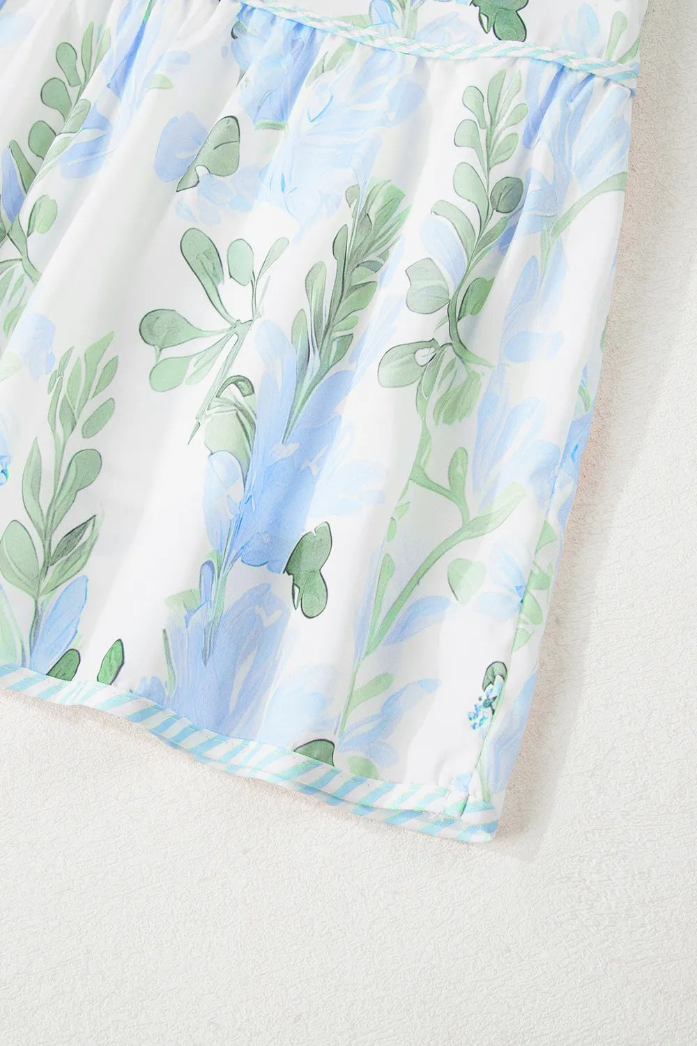 Floral Contrast Edge Layered Short Sleeve Mini Dress - Velora