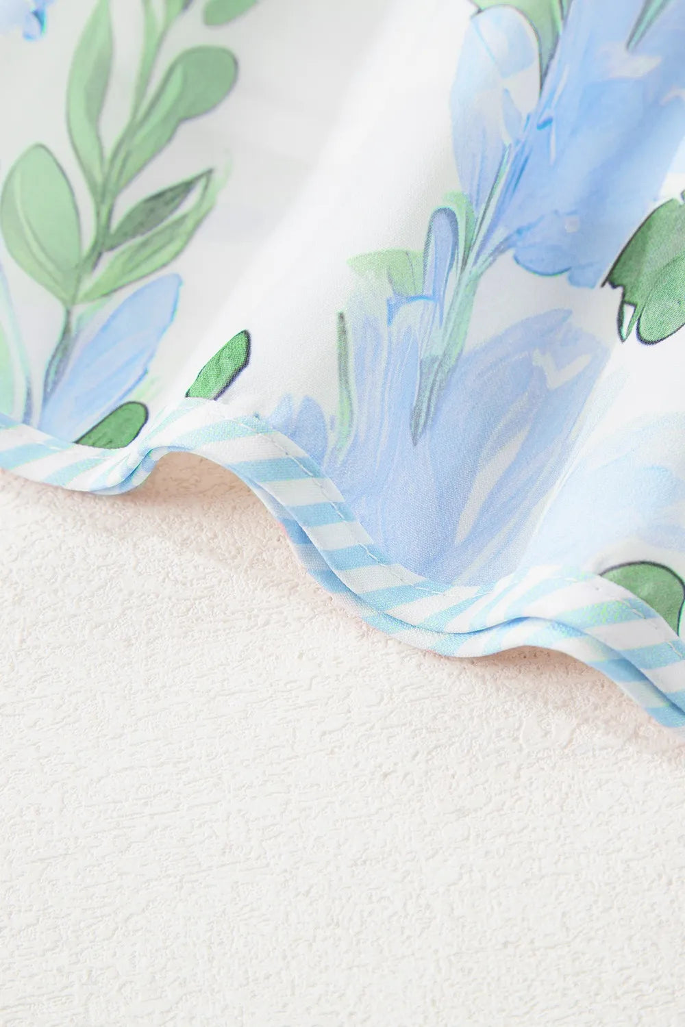 Floral Contrast Edge Layered Short Sleeve Mini Dress - Velora