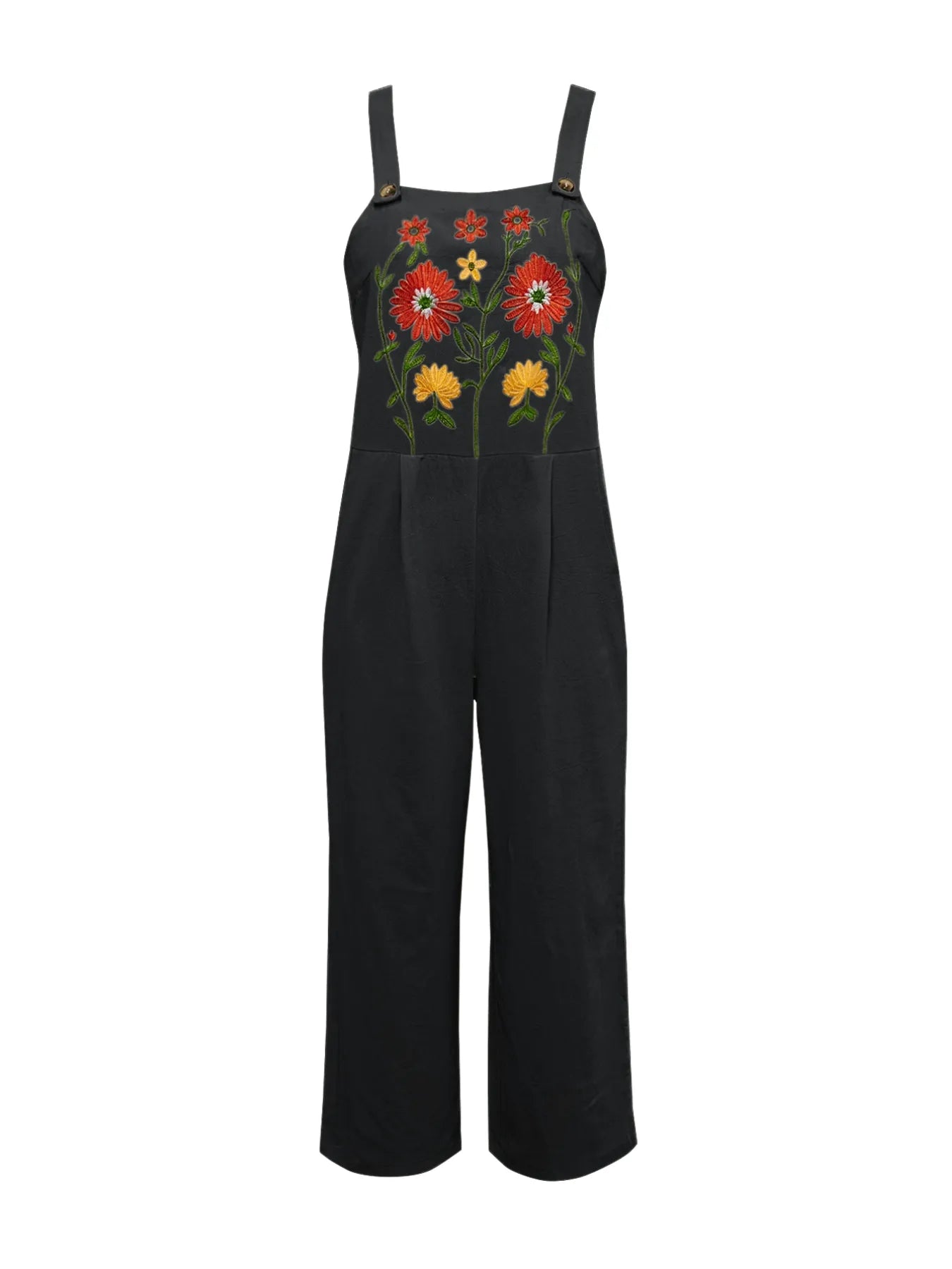Floral Embroidered Wide Leg Jumpsuit - Velora Luxury Fashion