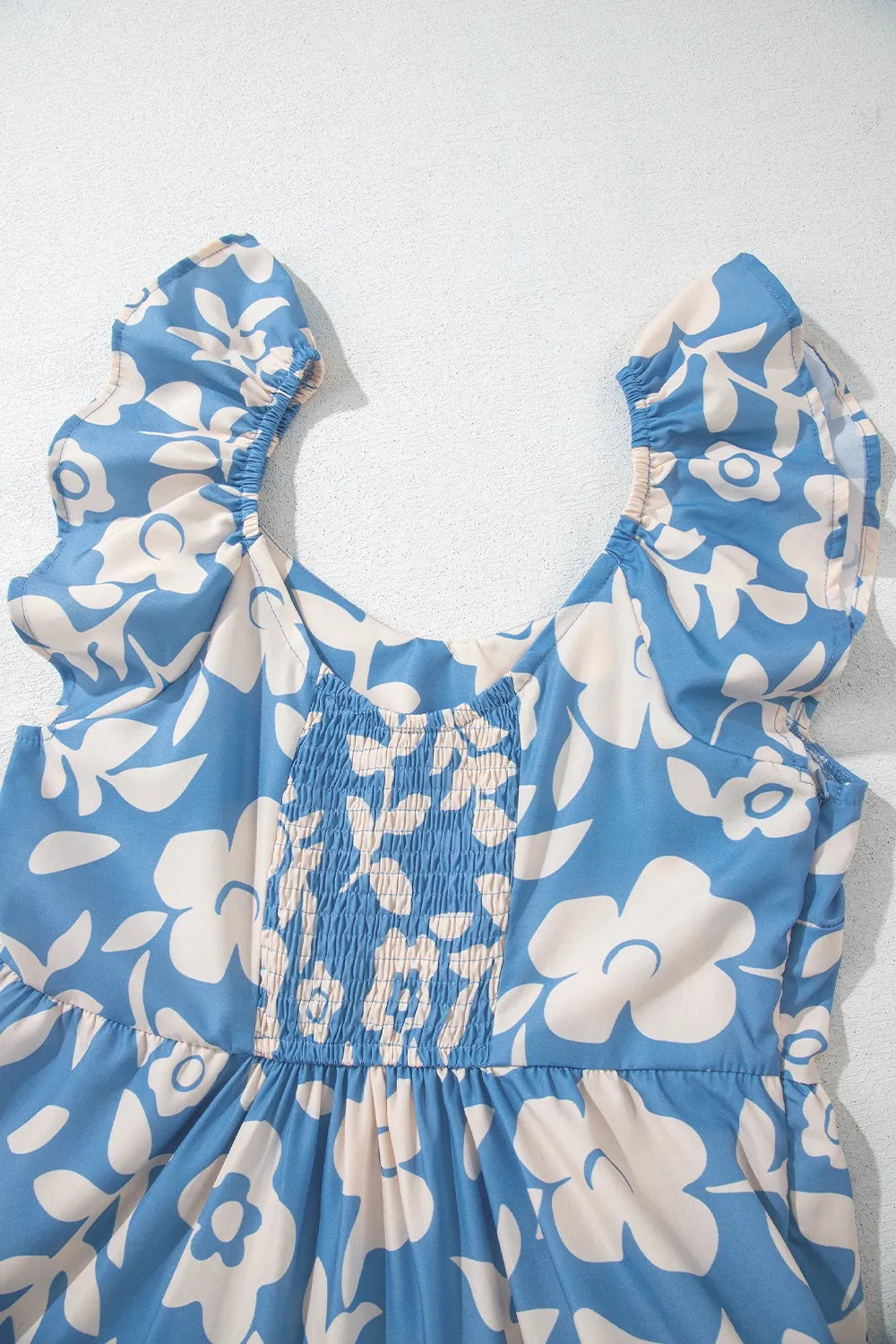 Floral Flutter Shoulder Tiered Flowy Midi Dress - Velora Luxury Fashion