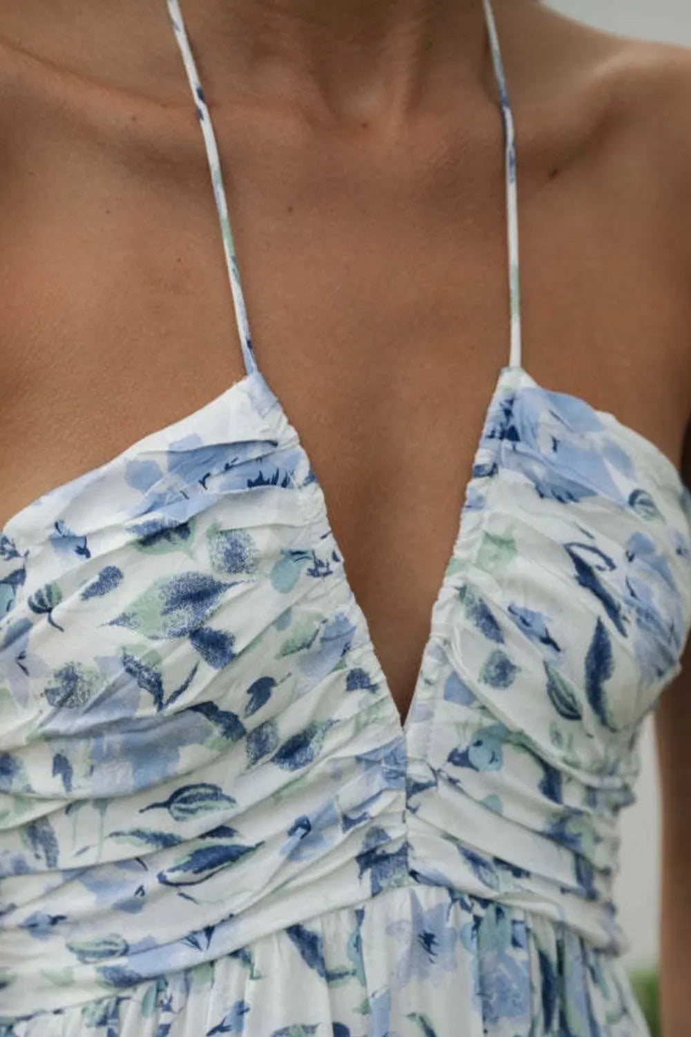 Floral Halter Neck Tiered Maxi Dress - Velora Luxury Fashion