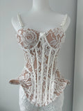 Floral Lace Corset & Wide Leg Trouser Set - Velora Luxury Fashion