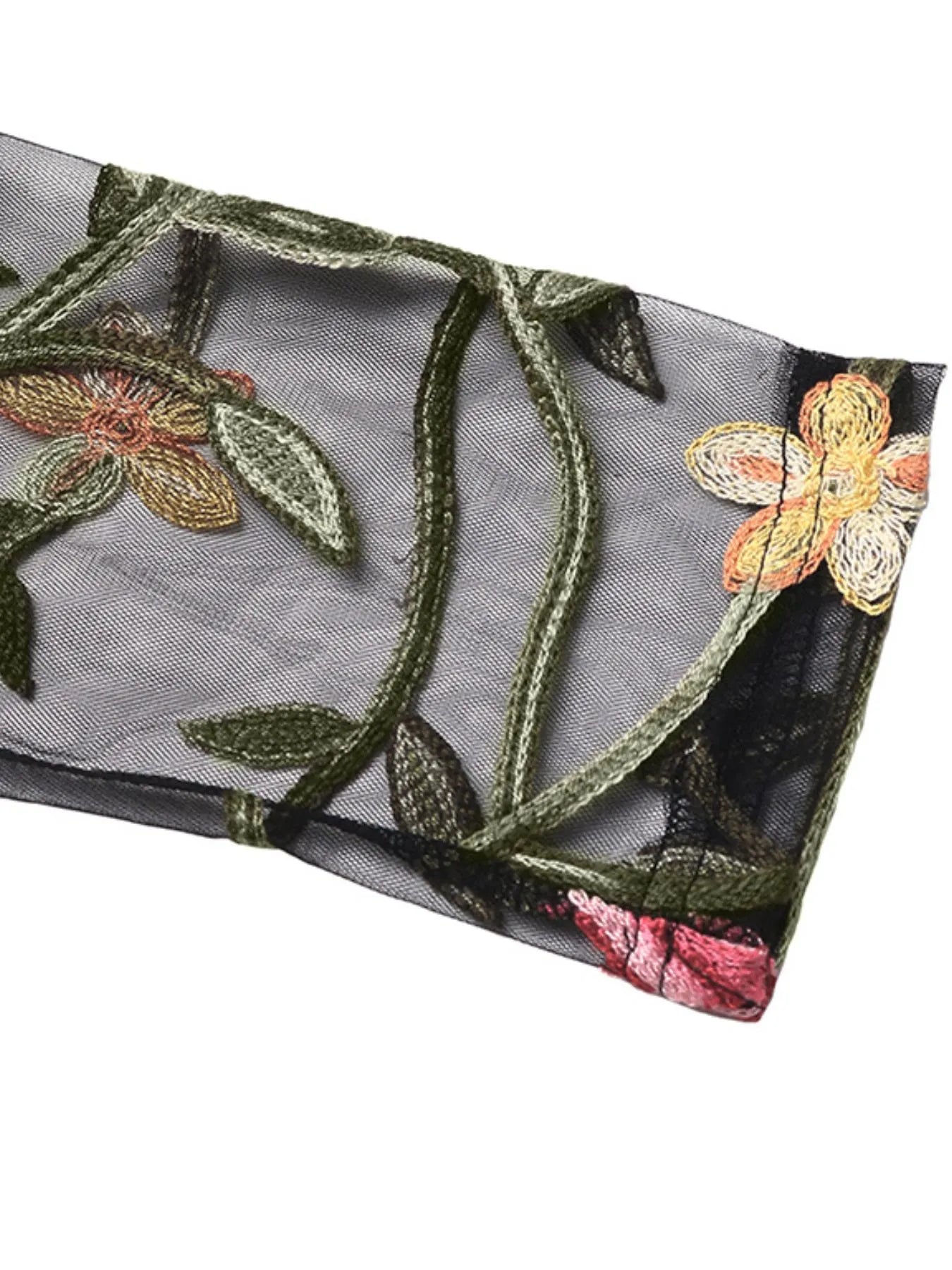 Floral Mesh Sleeve Ruched Maxi Dress - Velora Luxury Fashion