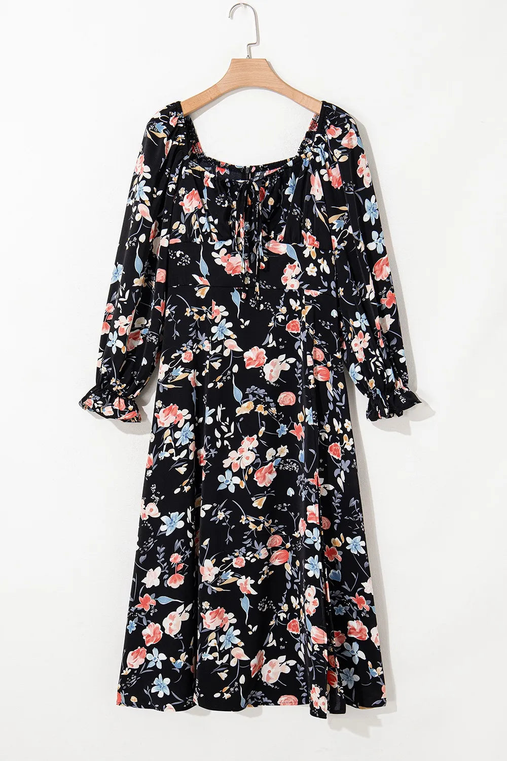 Floral Print Flounce Sleeve Midi Dress - Velora Luxury Fashion