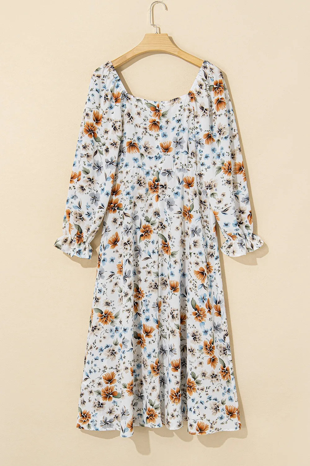 Floral Print Flounce Sleeve Midi Dress - Velora Luxury Fashion