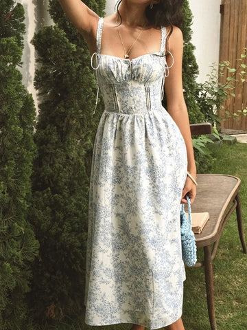 Floral Print Midi Cami Dress - Velora Luxury Fashion