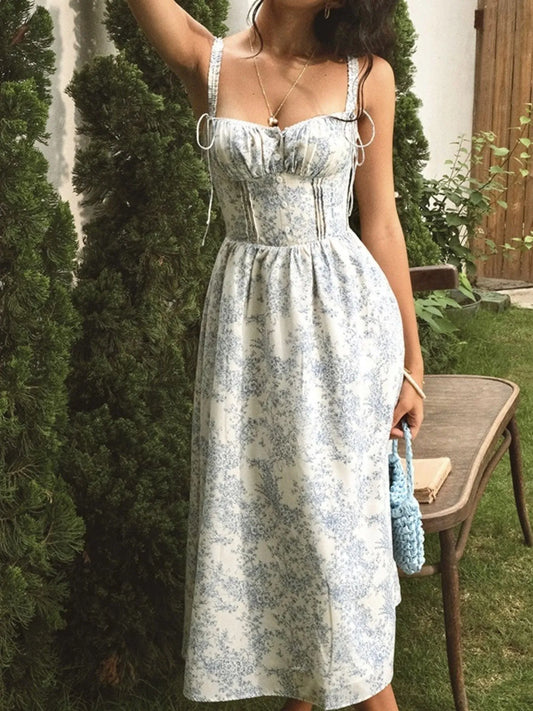 Floral Print Midi Cami Dress - Velora Luxury Fashion