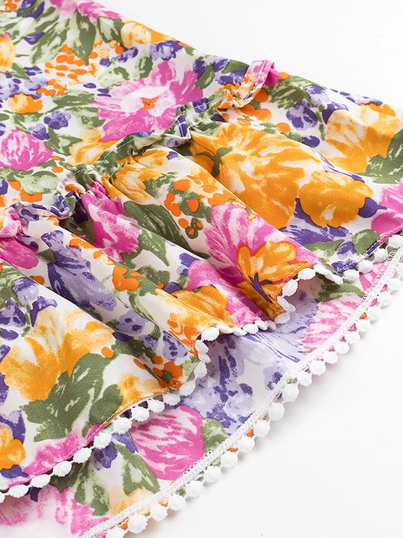 Floral Print Ruffled Hem Dress - Velora Luxury Fashion