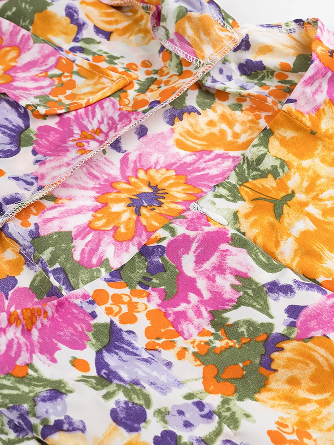 Floral Print Ruffled Hem Dress - Velora Luxury Fashion