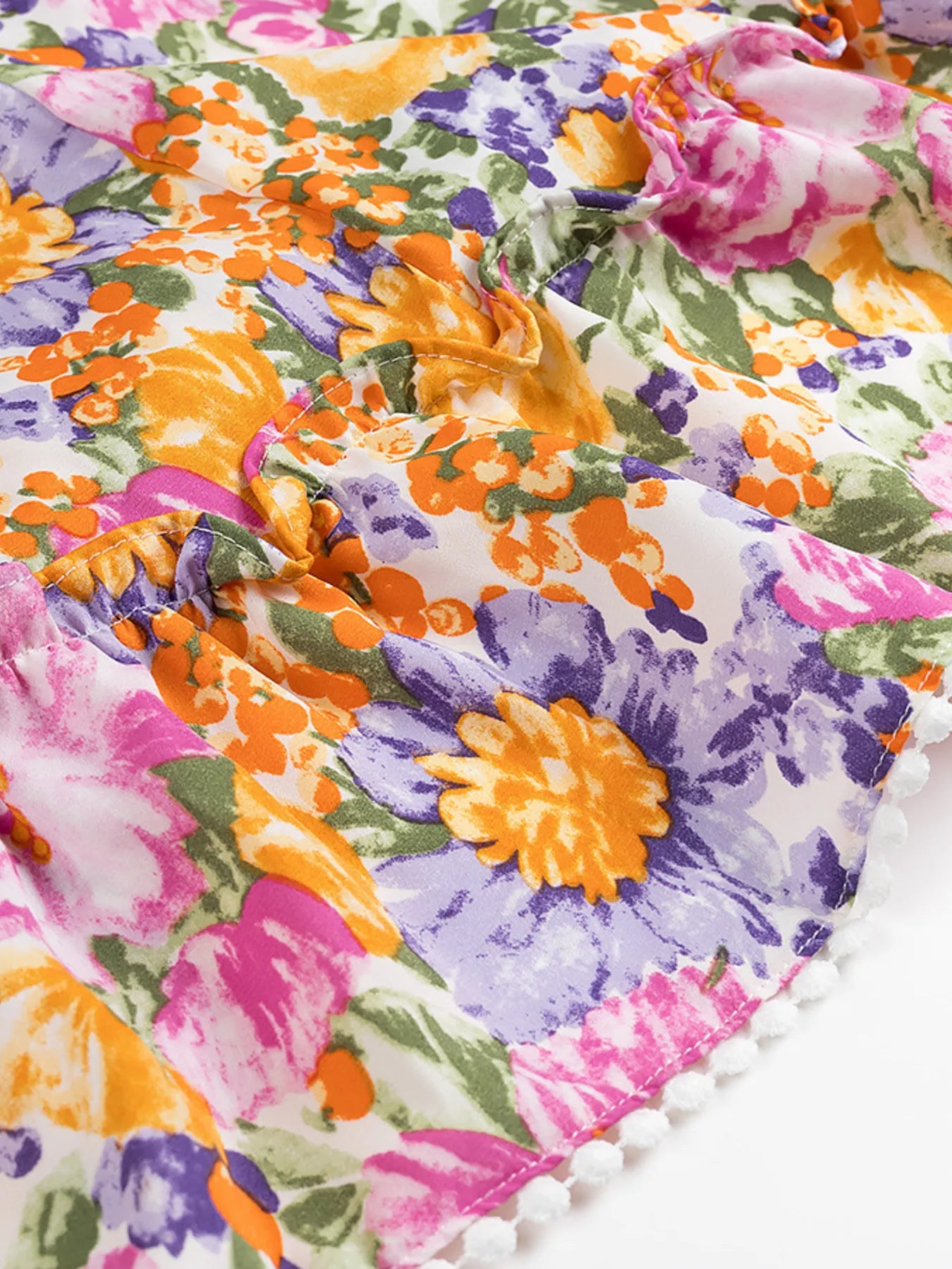 Floral Print Ruffled Hem Dress - Velora Luxury Fashion