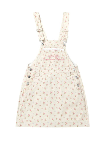 Floral Print Square Neck Overall Dress - Velora Luxury Fashion