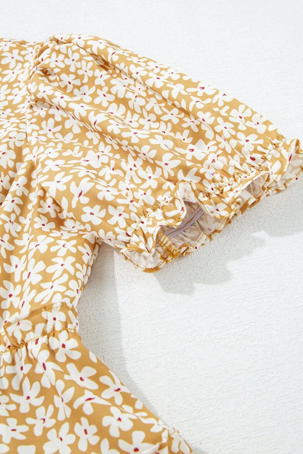 Floral Short Sleeve Surplice Frilly Tiered Mini Dress - Velora Luxury Fashion