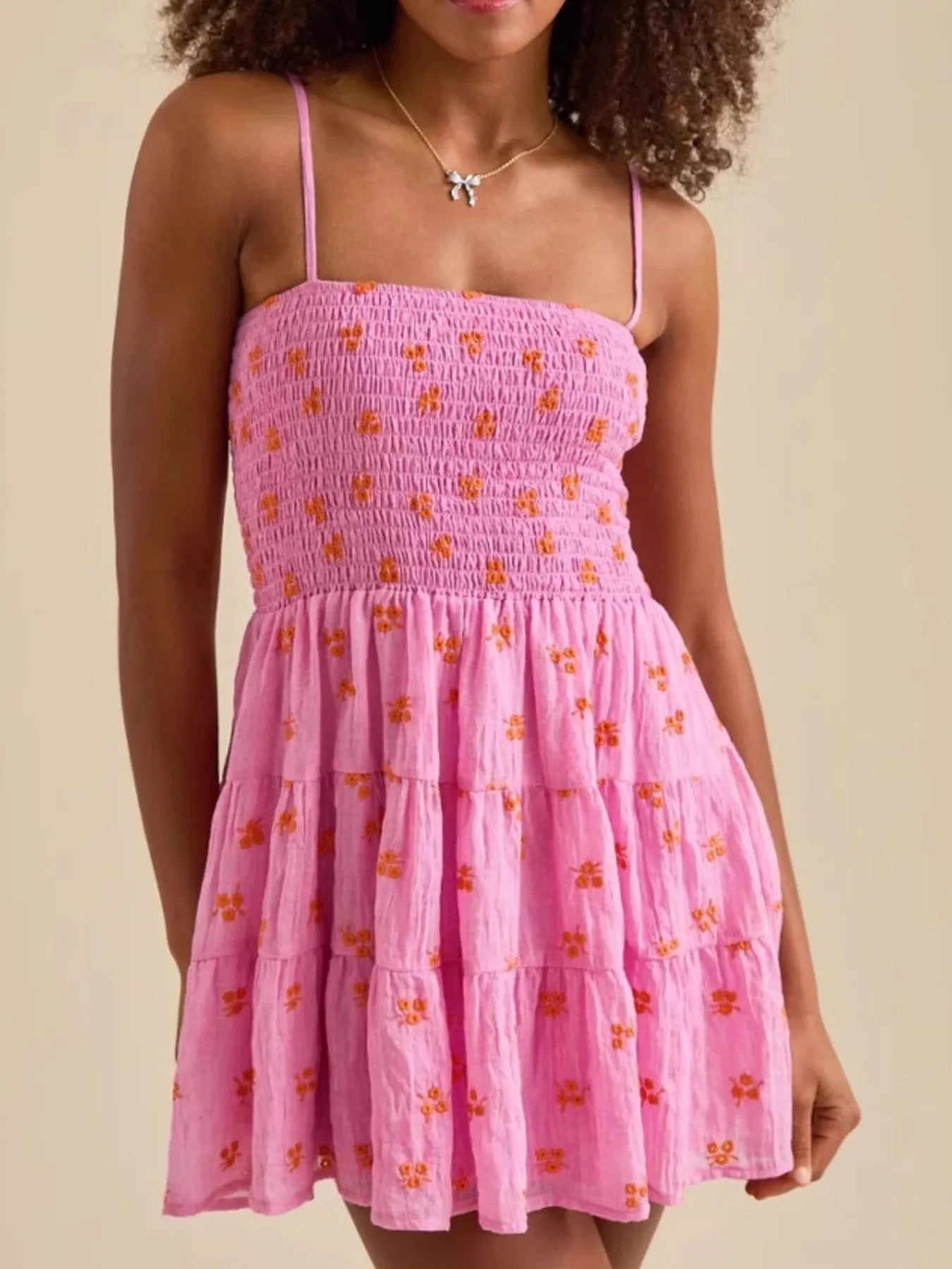 Floral Smocked Tiered Mini Cami Dress - Velora Luxury Fashion