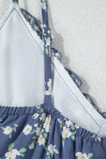 Floral Spaghetti Strap Frilled V Neck Tiered Midi Dress - Velora Luxury Fashion