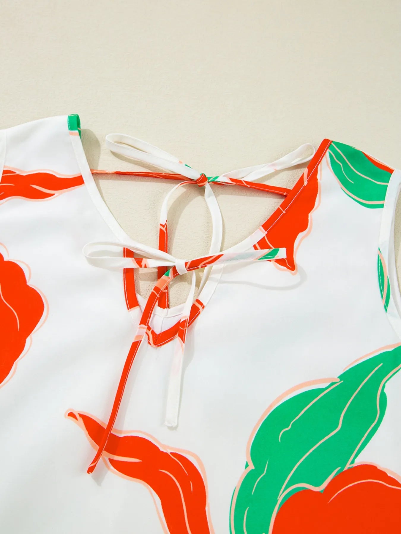 Floral Tie Neck Sleeveless Ruffled Sundress - Velora Luxury Fashion