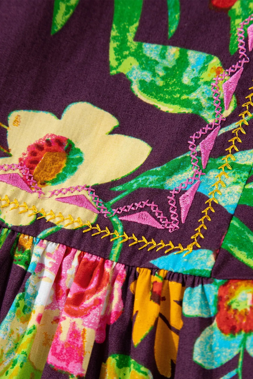Flower Embroidered Trim Half Sleeve Blouse - Velora Luxury Fashion