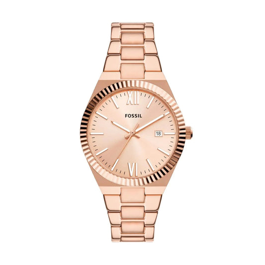 Fossil Womens Scarlette Quartz Stainless Steel Three-Hand Watch Color: Rose Gold (Model: ES5258) - Velora Luxury Fashion
