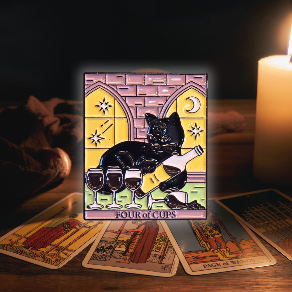 "Four of Cups" Cat Tarot Card | Collectible Pin - Velora