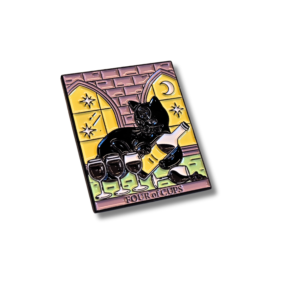 "Four of Cups" Cat Tarot Card | Collectible Pin - Velora