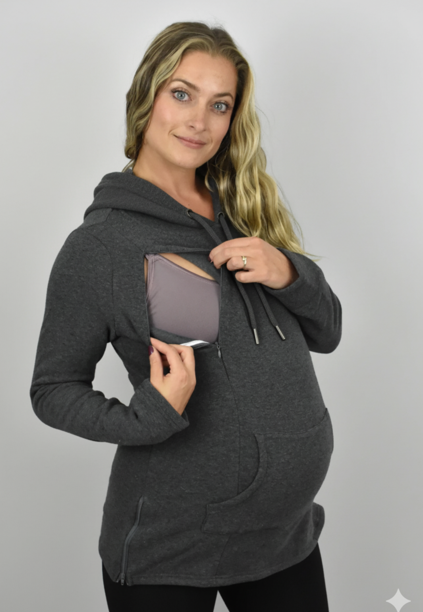 Frankie Fleece Lined Maternity and Nursing Hoodie - Velora Luxury Fashion